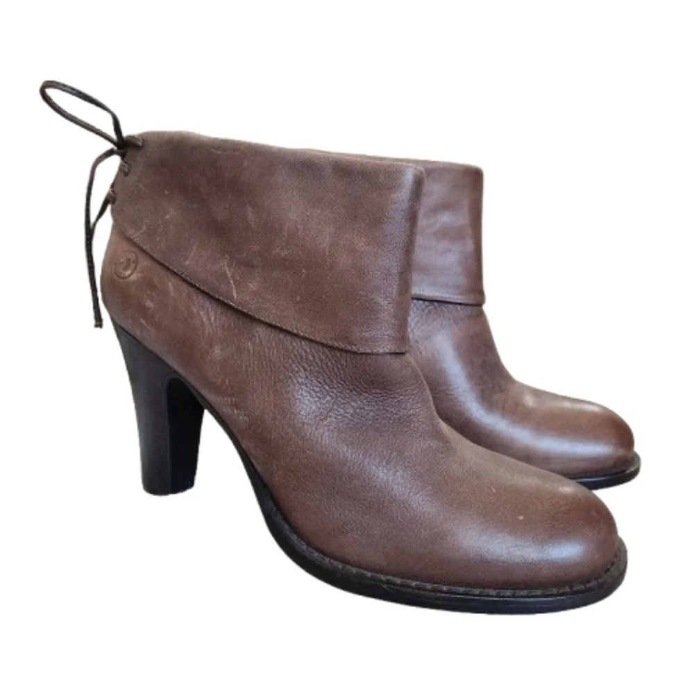 Vintage Bronx Leather Ankle Boots Distressed Brown Euro 41 US Women's 9.5 NWOT